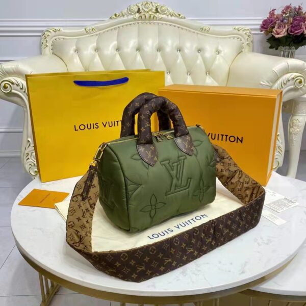 Louis Vuitton LV Women Speedy Bandoulière 25 Handbag Green Econyl Mini Monogram Canvas (13)