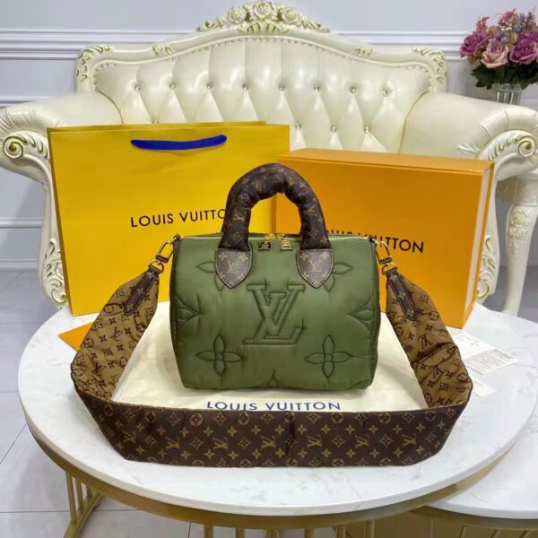 Louis Vuitton LV Women Speedy Bandoulière 25 Handbag Green Econyl Mini Monogram Canvas (16)