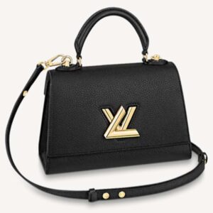Louis Vuitton LV Women Twist One Handle PM Handbag Black Taurillon Cowhide