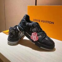 Louis Vuitton Unisex LV Trainer Sneaker Black Monogram Denim Rubber Outsole (1)
