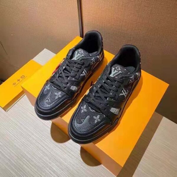 Louis Vuitton Unisex LV Trainer Sneaker Black Monogram Denim Rubber Outsole (5)