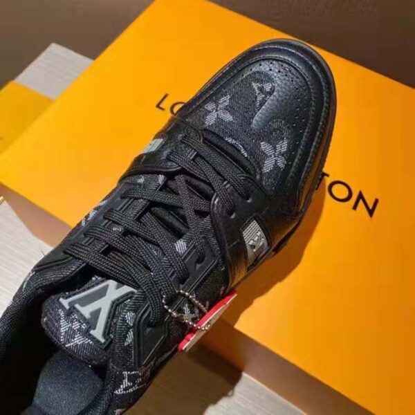 Louis Vuitton Unisex LV Trainer Sneaker Black Monogram Denim Rubber Outsole (6)