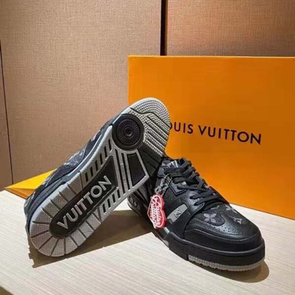 Louis Vuitton Unisex LV Trainer Sneaker Black Monogram Denim Rubber Outsole (8)