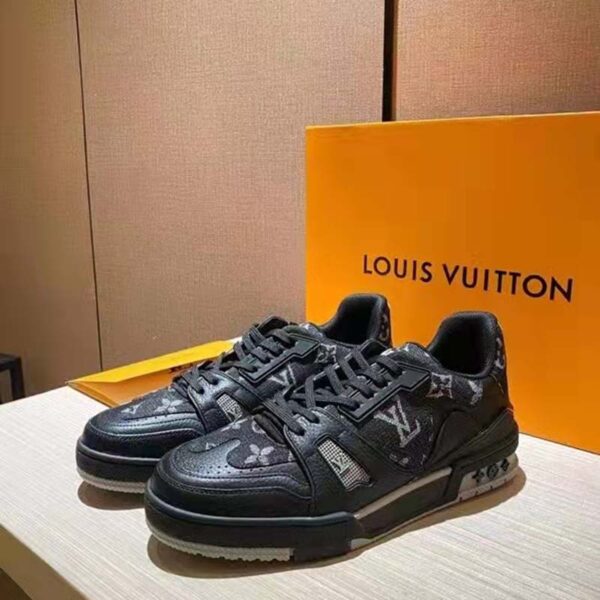 Louis Vuitton Unisex LV Trainer Sneaker Black Monogram Denim Rubber Outsole (9)