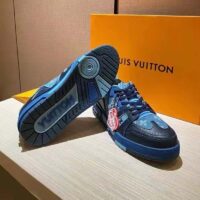 Louis Vuitton Unisex LV Trainer Sneaker Blue Monogram Denim Rubber Outsole