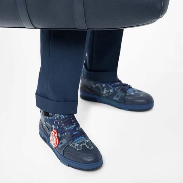 Louis Vuitton Unisex LV Trainer Sneaker Blue Monogram Denim Rubber Outsole (2)