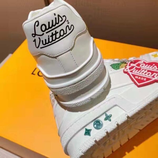 Louis Vuitton Unisex LV Trainer Sneaker White Printed Calf Leather Rubber Outsole (11)