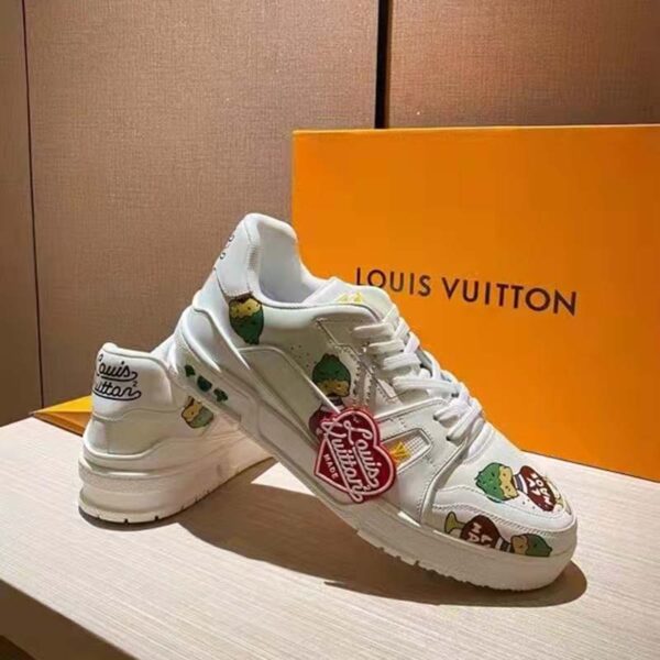 Louis Vuitton Unisex LV Trainer Sneaker White Printed Calf Leather Rubber Outsole (4)