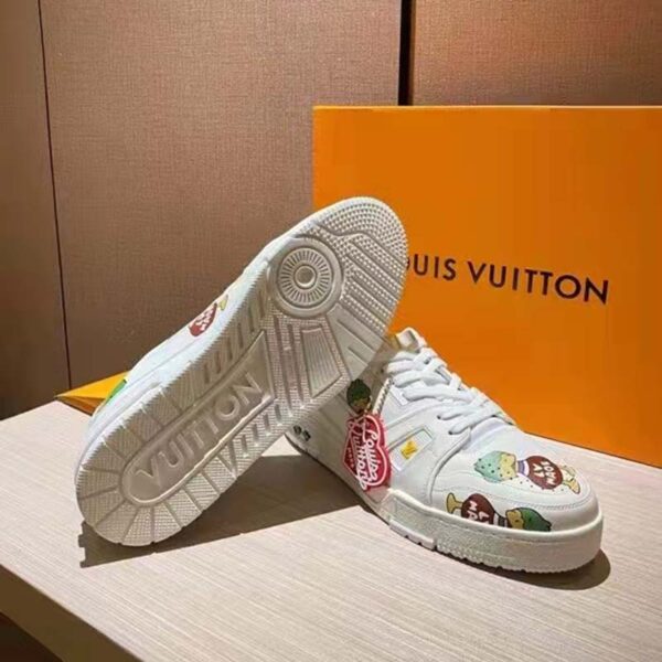 Louis Vuitton Unisex LV Trainer Sneaker White Printed Calf Leather Rubber Outsole (9)