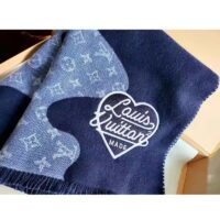 Louis Vuitton Unisex Monogram Drip Scarf Blue 100% Wool Allover Monogram (8)