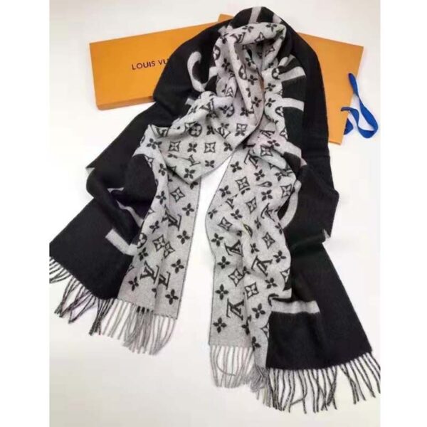 Louis Vuitton Unisex Monogram Split Scarf Black Allover Monogram LV Signature (5)