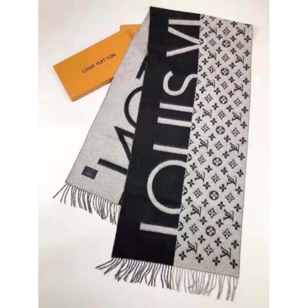 Louis Vuitton Unisex Monogram Split Scarf Black Allover Monogram LV Signature (6)