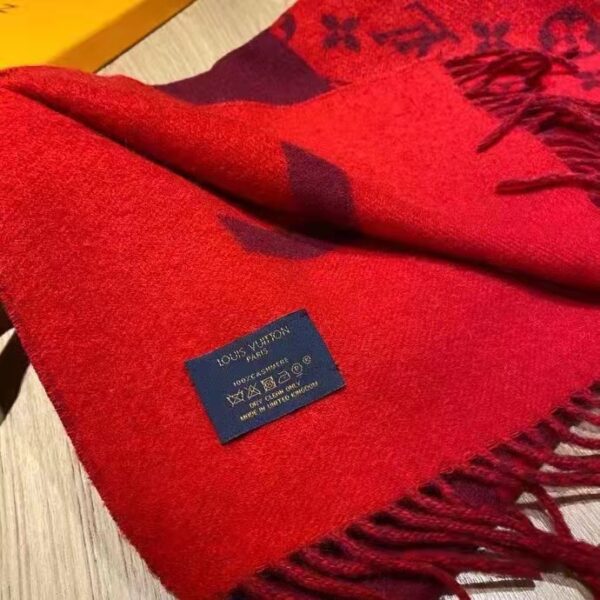 Louis Vuitton Unisex Monogram Split Scarf Red Allover Monogram LV Signature (3)