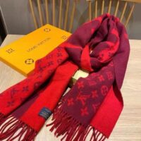 Louis Vuitton Unisex Monogram Split Scarf Red Allover Monogram LV Signature