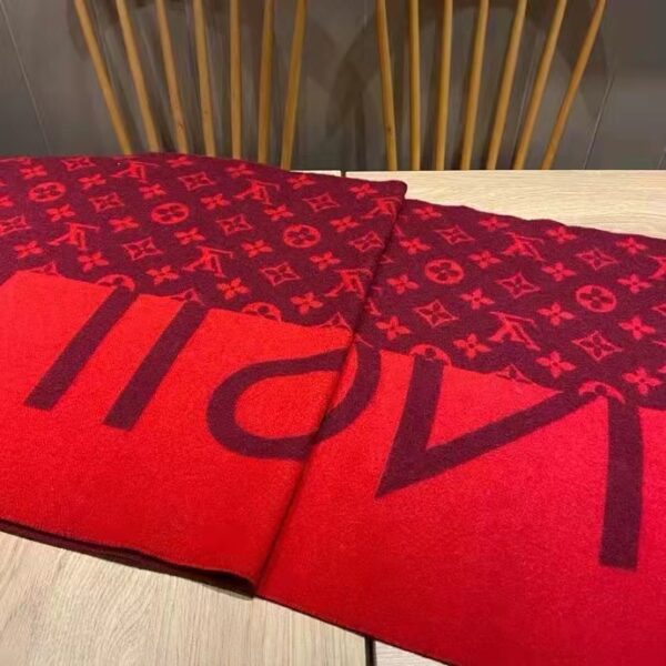 Louis Vuitton Unisex Monogram Split Scarf Red Allover Monogram LV Signature (8)