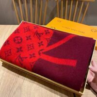 Louis Vuitton Unisex Monogram Split Scarf Red Allover Monogram LV Signature