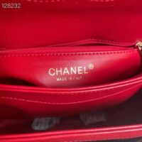 Chanel Women Flap Bag Top Handle Smooth Calfskin Gold-Tone Metal Red (1)