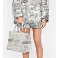 Dior Unisex Small Dior Book Tote Grey Toile De Jouy Embroidery (6)