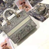 Dior Unisex Small Dior Book Tote Grey Toile De Jouy Embroidery (6)