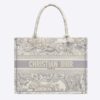 Dior Unisex Small Dior Book Tote Grey Toile De Jouy Embroidery