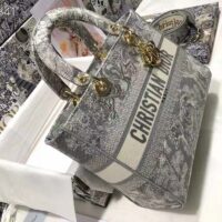 Dior Unisex Small Dior Book Tote Grey Toile De Jouy Embroidery (6)