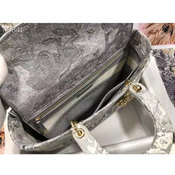 Dior Unisex Small Dior Book Tote Grey Toile De Jouy Embroidery (9)