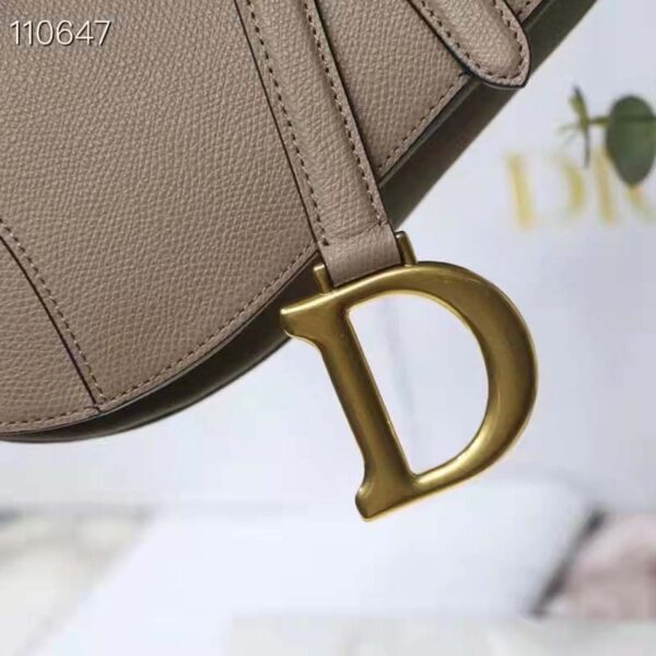 Dior Women Saddle Bag Warm Taupe Grained Calfskin (4)