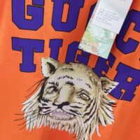 Gucci GG Men Gucci Tiger Cotton T-Shirt Orange Jersey Crewneck (2)