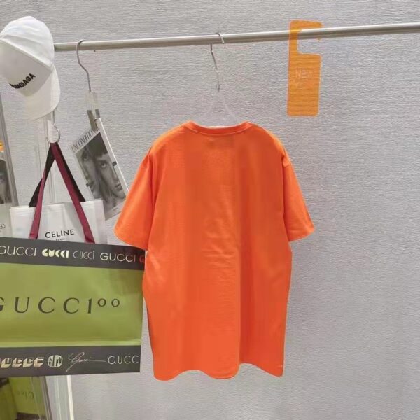 Gucci GG Men Gucci Tiger Cotton T-Shirt Orange Jersey Crewneck (14)
