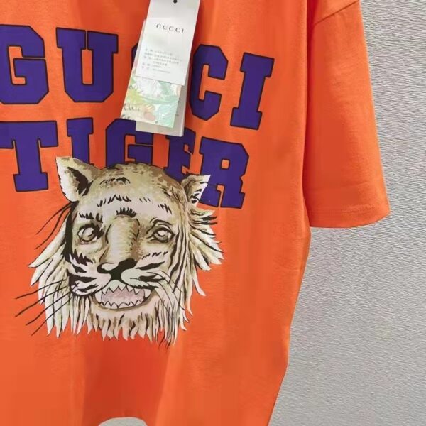 Gucci GG Men Gucci Tiger Cotton T-Shirt Orange Jersey Crewneck (3)