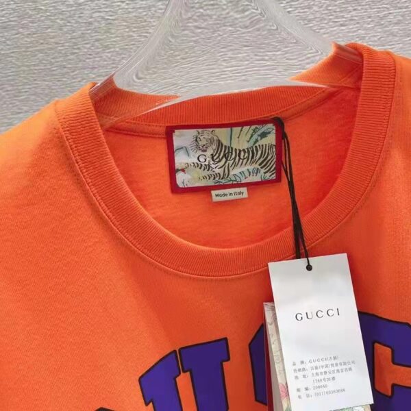 Gucci GG Men Gucci Tiger Cotton T-Shirt Orange Jersey Crewneck (8)