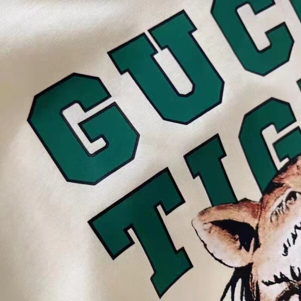 Gucci GG Men Gucci Tiger Cotton T-Shirt White Cotton Jersey Crewneck (3)