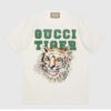 Gucci GG Men Gucci Tiger Cotton T-Shirt White Cotton Jersey Crewneck