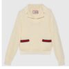 Gucci GG Men Gucci Tiger Knit Sweater Patch Wool Cotton Tiger Flower