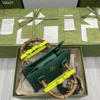 Gucci GG Women Gucci Diana Mini Tote Bag Double G Green Leather (10)