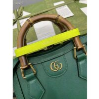 Gucci GG Women Gucci Diana Mini Tote Bag Double G Green Leather (10)