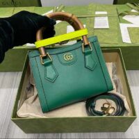 Gucci GG Women Gucci Diana Mini Tote Bag Double G Green Leather (10)