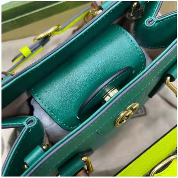 Gucci GG Women Gucci Diana Mini Tote Bag Double G Green Leather (6)