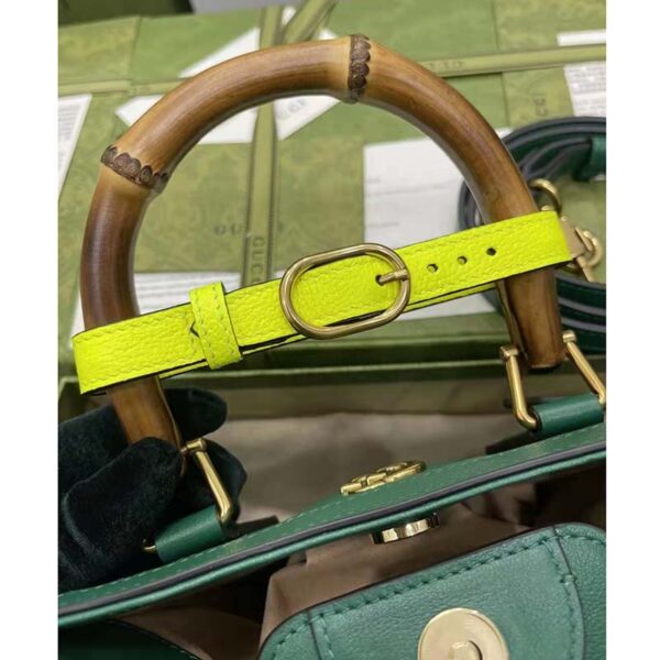 Gucci GG Women Gucci Diana Mini Tote Bag Double G Green Leather (8)