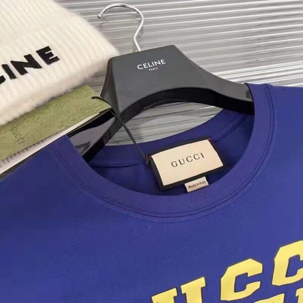 Gucci GG Women Gucci Tiger Cotton T-Shirt Blue Cotton Jersey Crewneck (8)