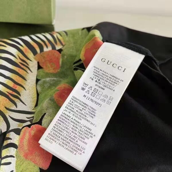 Gucci GG Women Gucci Tiger Flower T-shirt Black Cotton Jersey Crewneck Oversize Fit (2)