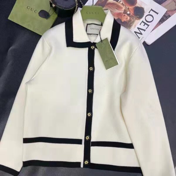 Gucci GG Women Wool GG Piquet Jacquard Polo Shirt Interlocking G Embroidery (3)