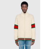 Gucci Women GG Cable Knit Bomber Jacket Off-White Cable Knit Wool (2)