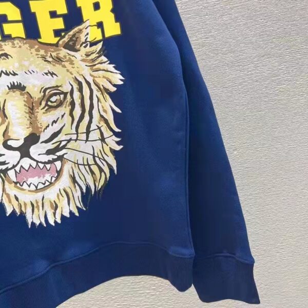 Gucci Men GG Tiger Cotton Sweatshirt Blue Felted Jersey Crewneck (13)