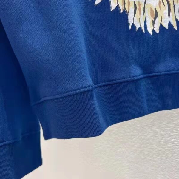 Gucci Men GG Tiger Cotton Sweatshirt Blue Felted Jersey Crewneck (4)