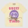 Gucci Men GG Tiger Interlocking G T-Shirt Yellow Cotton Jersey Flower Crewneck Oversize Fit