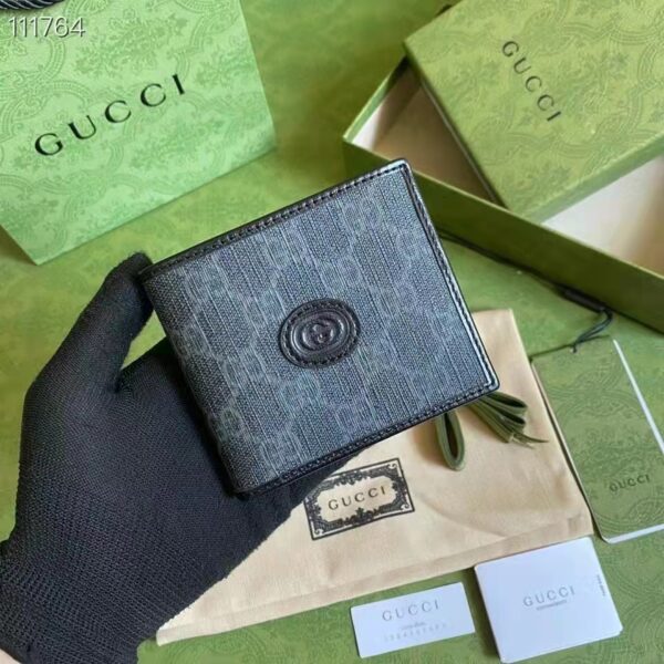 Gucci Unisex Wallet Interlocking G Black GG Supreme Canvas Leather (8)