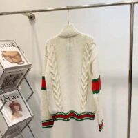 Gucci Women GG Cable Knit Bomber Jacket Off-White Cable Knit Wool (2)