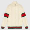 Gucci Women GG Cable Knit Bomber Jacket Off-White Cable Knit Wool