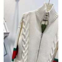 Gucci Women GG Cable Knit Bomber Jacket Off-White Cable Knit Wool (2)